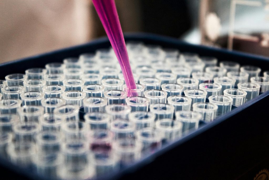 Pipette with magenta fluid